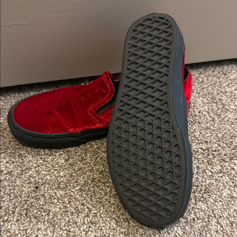 Vans Red Velvet Slip-On Sneakers - Picture 2 of 3